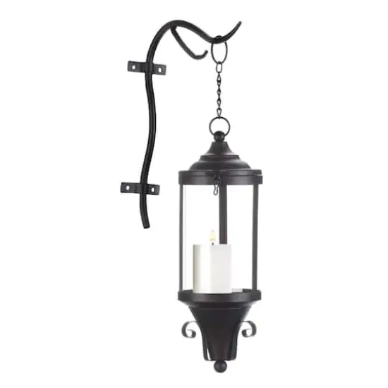 21" Black Metal Hanging Lantern {3}