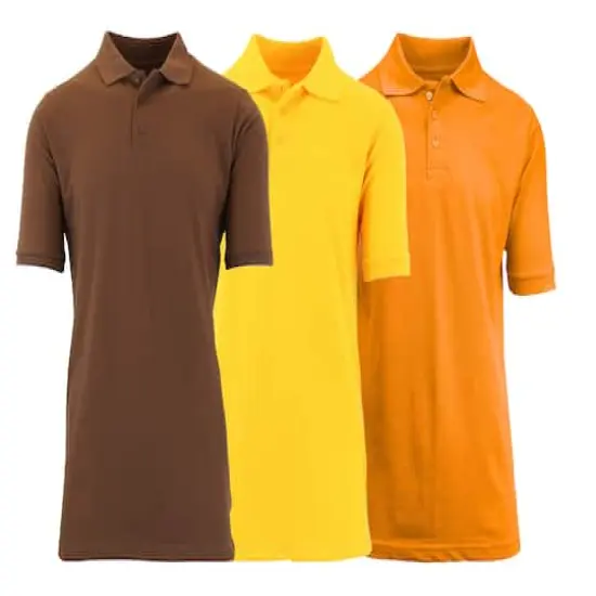 Galaxy By Harvic Short Sleeve Men's Pique Polo Shirt 3 Pack Brown/Gold/Orange {1}