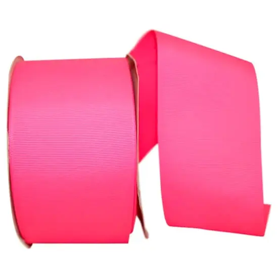 JAM Paper 3" Grosgrain Texture Wired Ribbon Neon Pink {1}