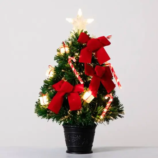 2ft. Fiber Optic Classic Star-Topped Artificial Christmas Tree in Decorative Planter {9}