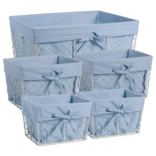 DII&reg; Chicken Wire Basket with Liner Set Washed Denim {1}