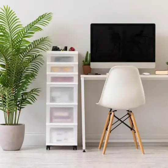 IRIS White 6-Drawer Storage Cart With Organizer Top {5}