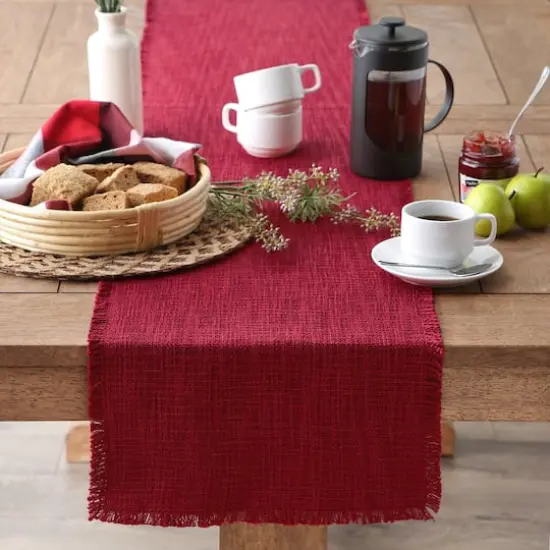 DII&reg; 72" Basket Fringe Table Runner Cranberry {6}