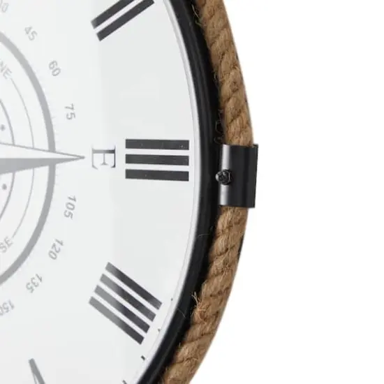 20" Brown Stainless Steel Compass Wall Clock with Rope Accents {5}