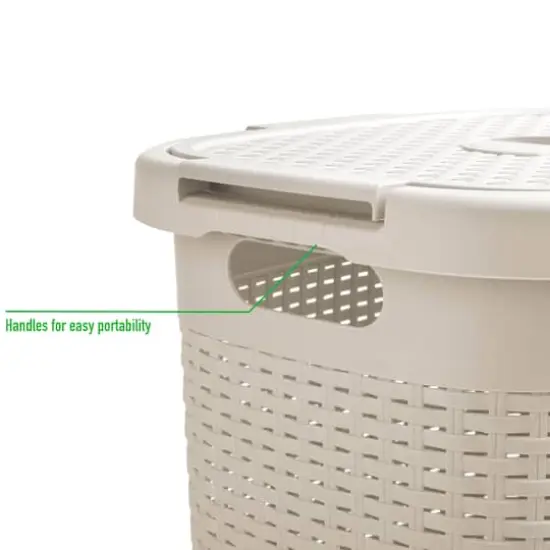Mind Reader 60L Hamper Laundry Basket with Cutout Handles Ivory {6}