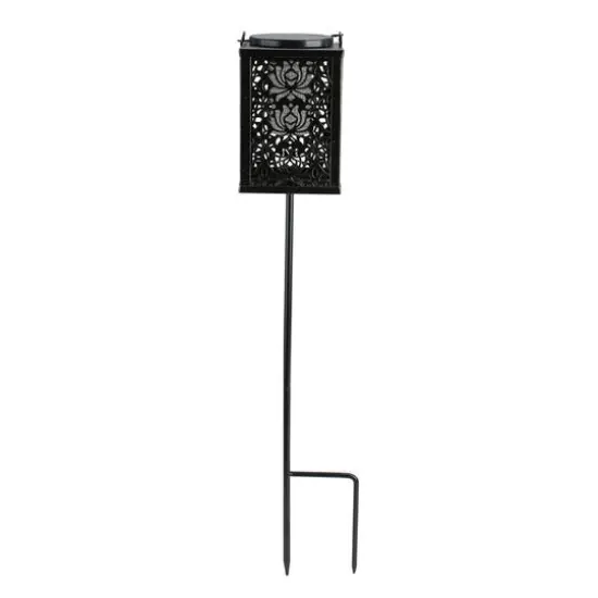 33" Solar Powered Antique Finish Lantern With Garden Stake {1}