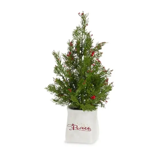 14.25" & 16.5" Unlit Pine Artificial Potted Christmas Tree Set {4}