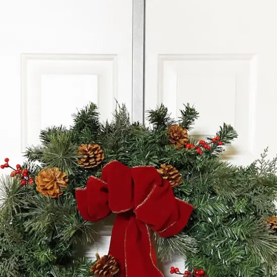 Haute Decor Adjustable Over-the-Door Textured Wreath Hanger Silver {3}