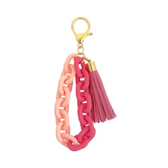 Blue Moon Studio&trade; Pink Chain Link Bag Charm with Tassel {1}