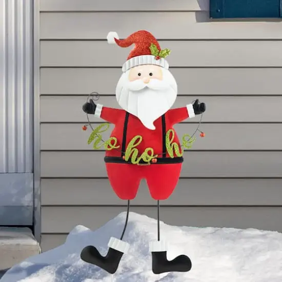 Glitzhome&reg; 36" Metal Santa HOHOHO Yard Stake {4}