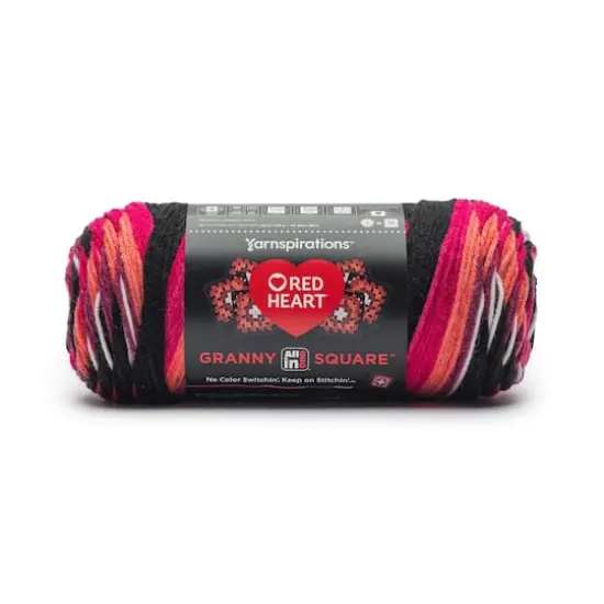 Red Heart&reg; All in One&trade; Granny Square&trade; Yarn Black - Carnation Code {1}
