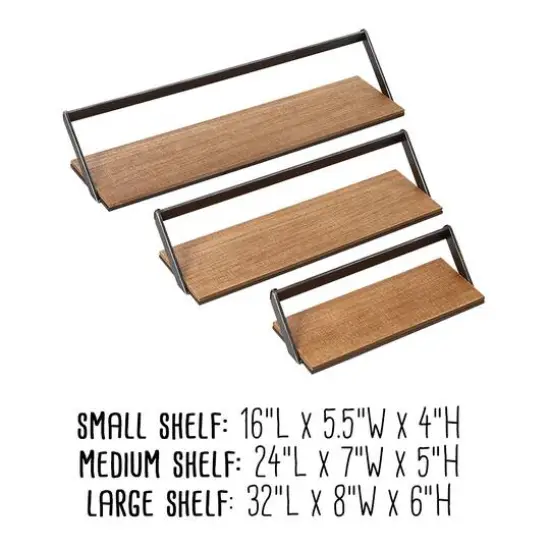 Honey Can Do Floating Decorative Metal & Wood Wall Shelves, 3ct. {14}