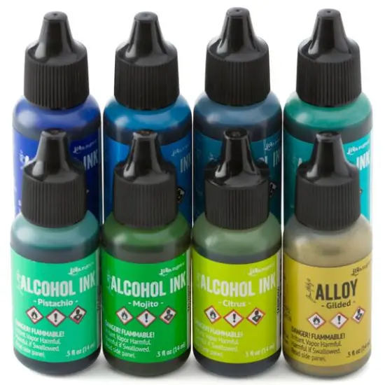 Tim Holtz&reg; Greens & Blue 8 Color Alcohol Ink Set {6}