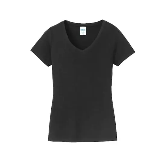 Port & Company&reg; Fan Favorite&trade; Ladies V-Neck T-Shirt Jet Black {1}
