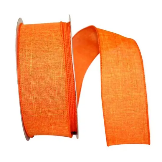 Reliant 2.5" x 50yd. Linen Wired Ribbon Tangerine {1}