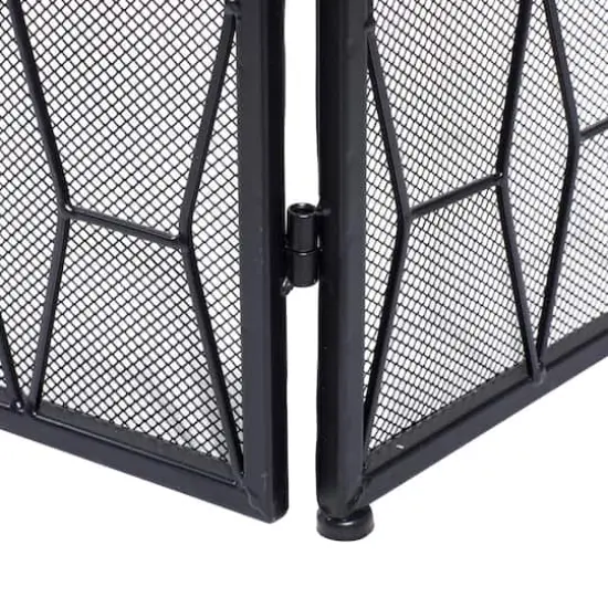Black Metal Contemporary Fireplace Screen, 31" x 51" x 1" {5}