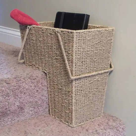 Household Essentials Seagrass & Corn Husk Wicker Stair Basket  {9}