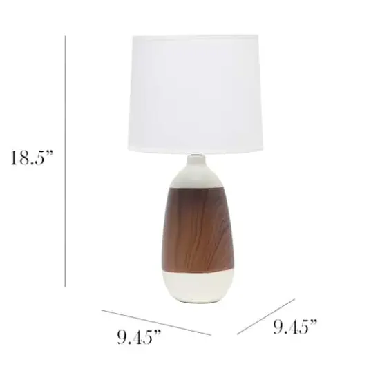 Simple Designs Ceramic Oblong Table Lamp Dark Wood/Off White {4}
