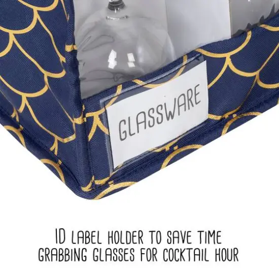 Honey Can Do Golden Scallop Print Stemware Storage Box Set {14}