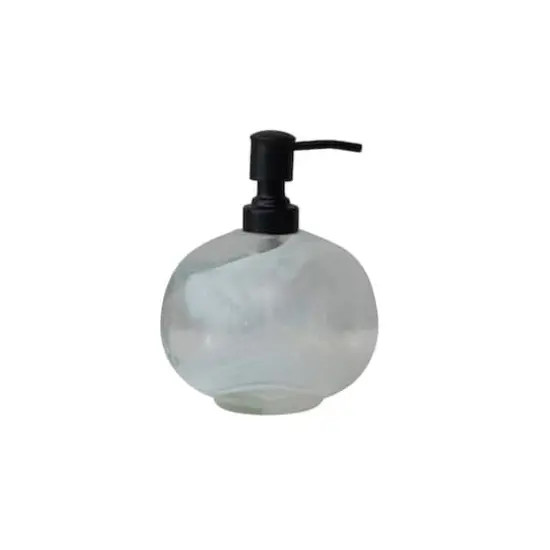 Hello Honey&reg; White & Black Marbled Glass Soap Dispenser with Pump {1}