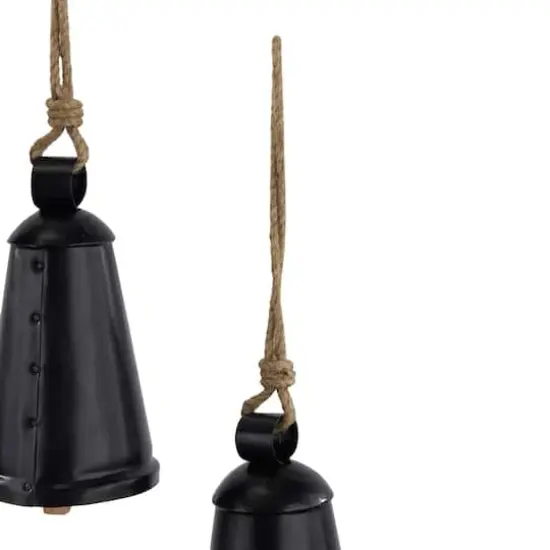 Black Metal Bohemian Decorative Cow Bell, Set of 3" 13", 10", 9" {5}