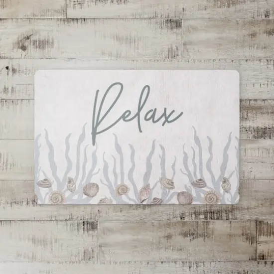 Relax Shell & Coral Border Floor Mat Blush Shell and Blue Coral Border on White {3}