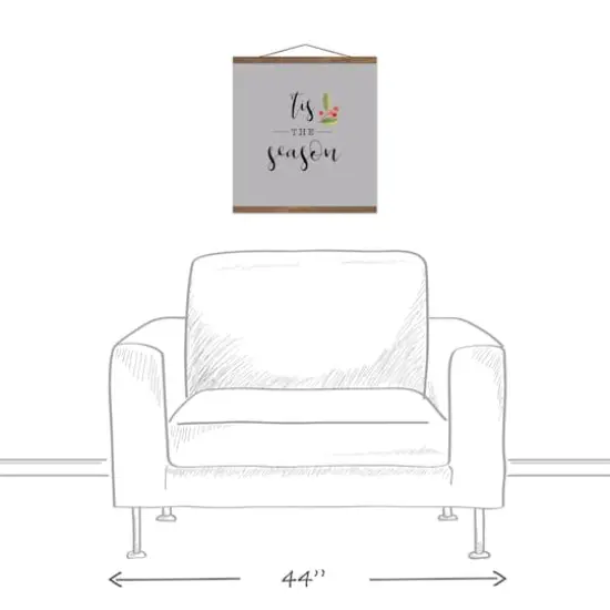 Gray Tis the Season Hanging Canvas in Teak Frame {4}