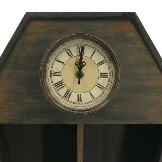 18" Weathered Coffin Tabletop Shelf with Clock by Ashland® {3}