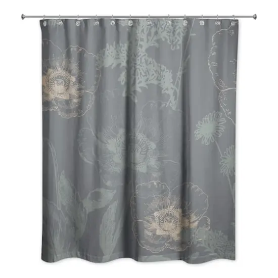 Dark Gray Florals Shower Curtain {1}