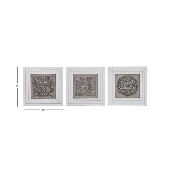 16" White & Silver Mirror Glam Floral Wall D&eacute;cor Set {8}