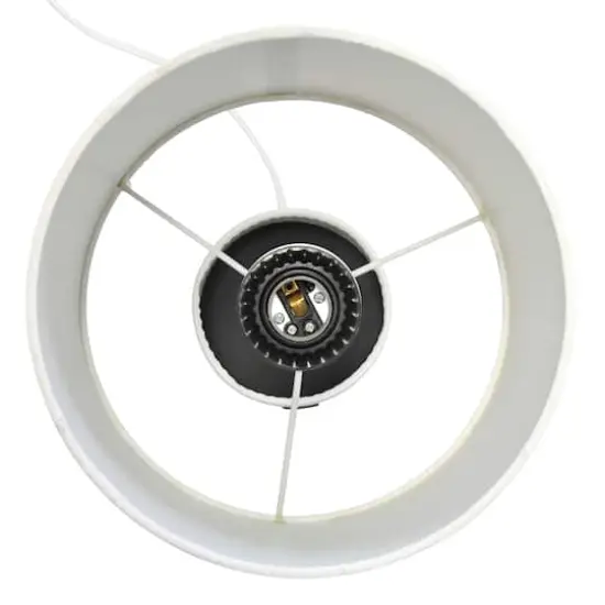 Simple Designs 18.5" Hammered Metal Container Base Table Lamp with USB Charging Port White {13}