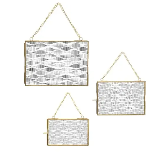 Hello Honey&reg; 3 Pack Gold Brass Hanging Photo Frame {1}