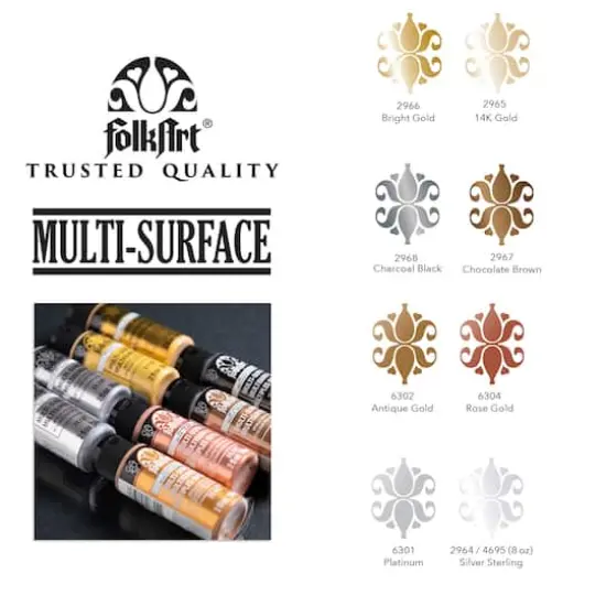 FolkArt&reg; Metallic Satin Acrylic Craft Paint 8 Color Set {3}