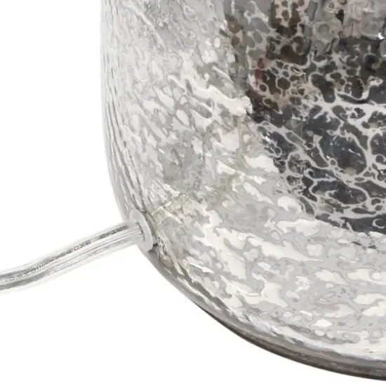 Lalia Home 20" Mercury Hammered Glass Jar Table Lamp with White Shade {9}