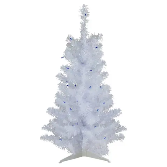 3ft. Pre-Lit White Pine Artificial Christmas Tree, Blue Lights {1}