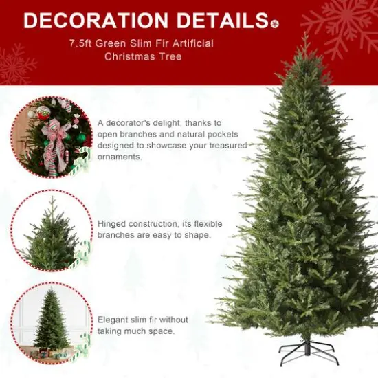 7.5ft. Unlit Green Slim Fir Artificial Christmas Tree {6}