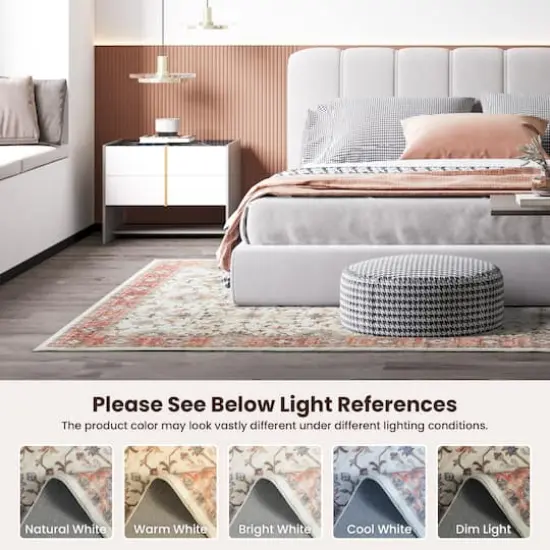 Glitzhome&reg; Ivory & Red Oriental Area Rug {8}