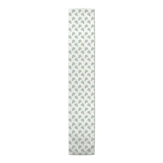72" Umbrella Pattern Cotton Twill Runner White/Green {4}