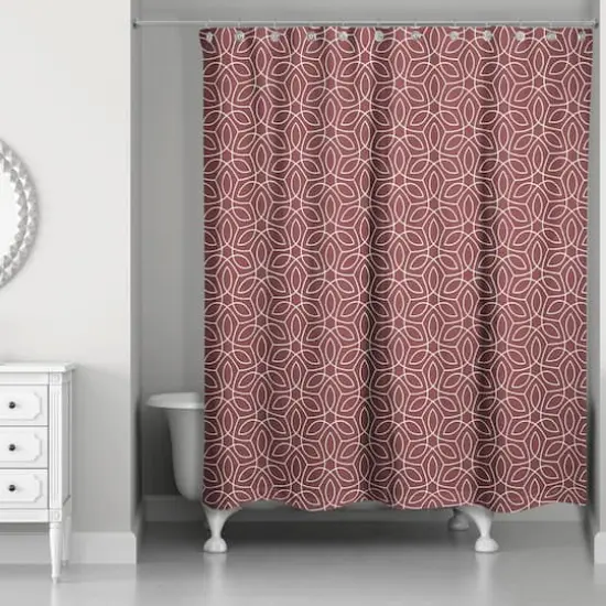 Contoured Leaves Shower Curtain Maroon {1}
