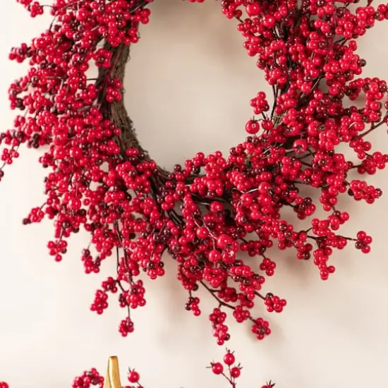 Glitzhome&reg; 25"D Christmas Red Berries Wreath {6}