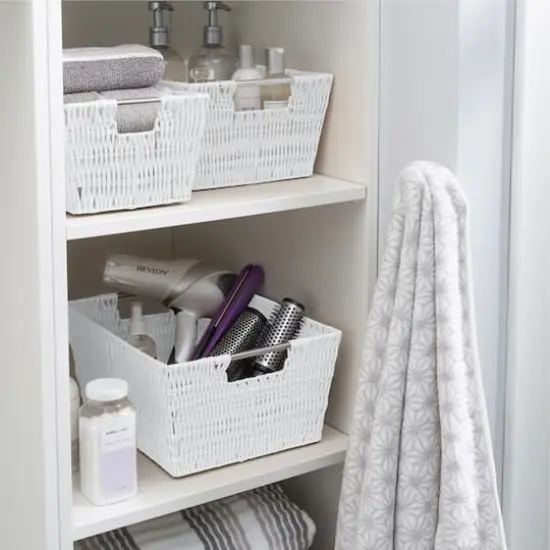 Simplify 3-Piece Rattan Tote Basket Set White {6}