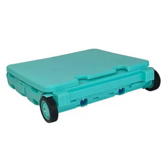 Everything Mary Collapsible Rolling Cart with Lid Aqua {5}