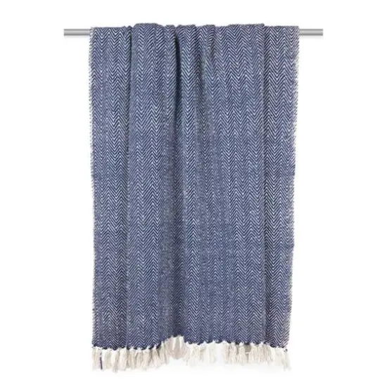 DII&reg; Nautical Blue Handloom Chevron Throw {8}