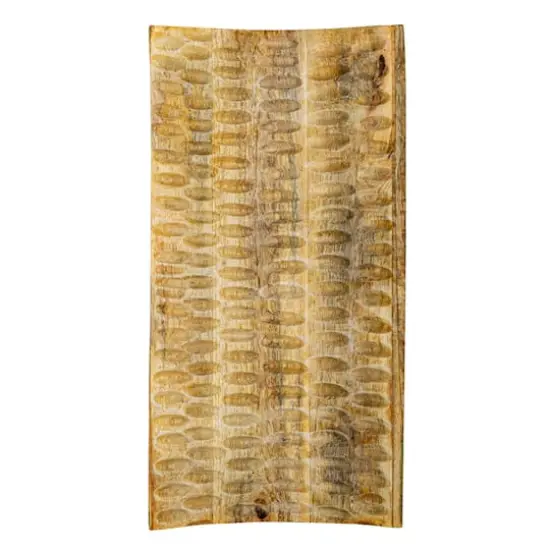 Hello Honey&reg; 16" Natural Boho Hand Carved Curved Wood Tray {3}