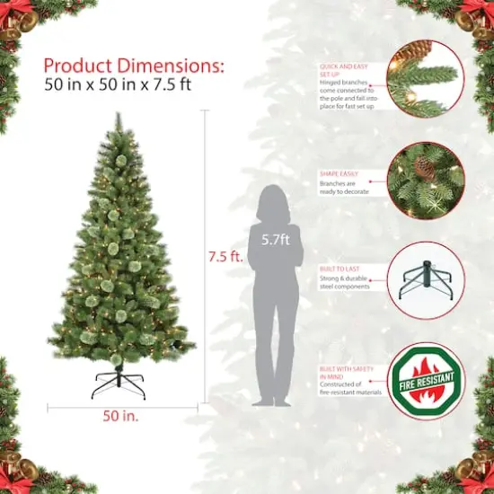 7.5ft. Pre-Lit Western Pine Artificial Christmas Tree, Clear Lights {6}