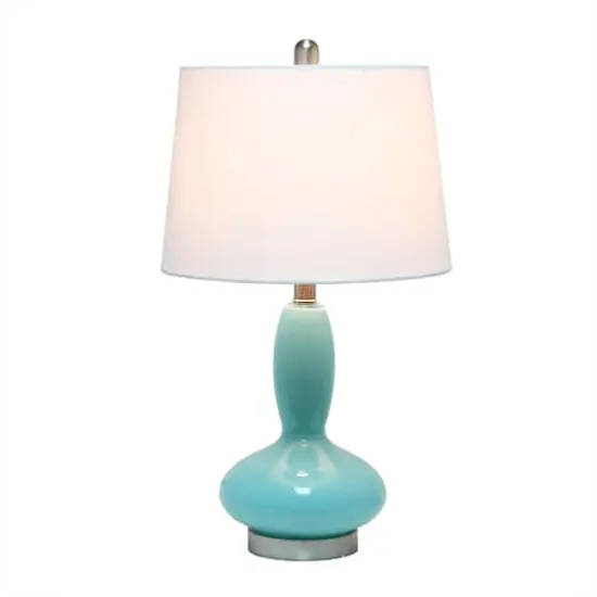 Lalia Home 23.5" Glass Dollop Table Lamp with White Fabric Shade Seafoam {3}