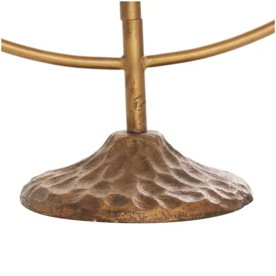 17" Bronze Metal Layered Arch Candelabra with Textured Base {12}