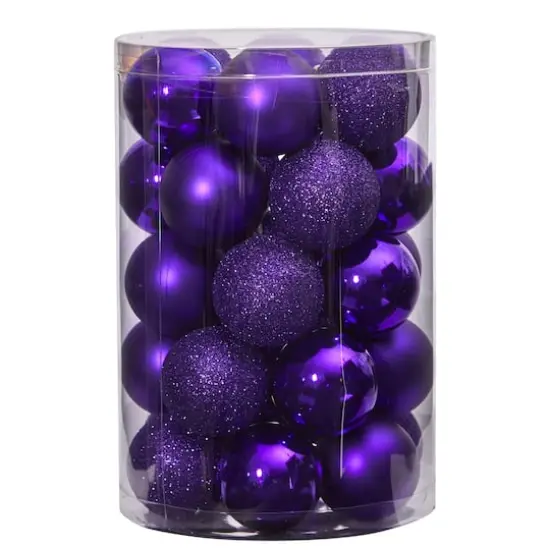 30ct. 2.5" Purple Shatterproof Christmas Ornaments {4}