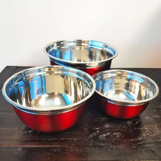 Oster Rosamond Red Stainless Steel Mixing Bowl Set {7}
