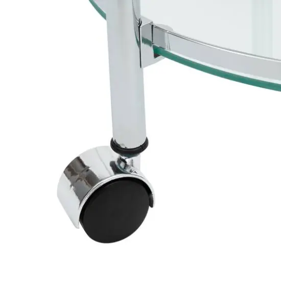 Organize It All Chrome 3-Tier Circular Tempered Glass Rolling Serving Cart {6}